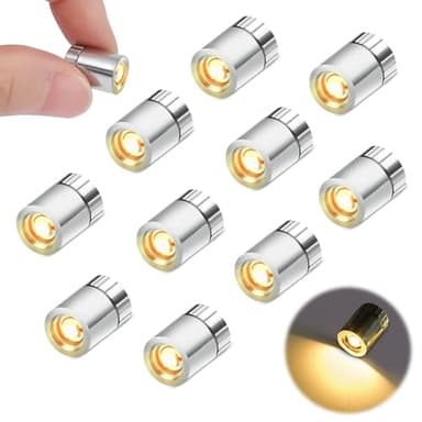 10 Pièces Mini Lampe LED, petite Led a Pile, Mini Lumière Maison de Poupée, Lampe Led miniature pour Décorations de Fête, Vitrines, Bricolage, Éclairage de Maison de Poupées (Blanc Chaud)