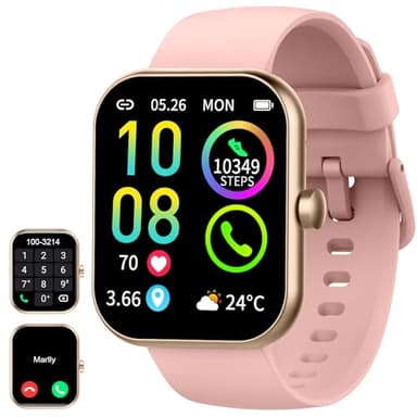 Montre Connectée Femme Homme, Smartwatch Appel Bluetooth, 1.96"HD Montre Connectée Podomètre Sommeil Fréquence Cardiaque, 113+ Sportifs IP68 Étanche Montre Sport, Montre Intelligente pour Android iOS