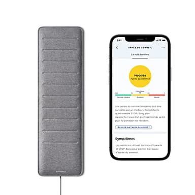Withings Sleep Analyzer Capteur de Sommeil avec Détection de l'Apnée du Sommeil Validé Cliniquement, Gris, Pack of 1