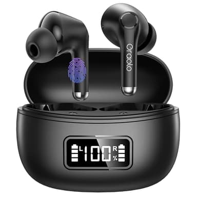 oraolo Casque Bluetooth, Écouteurs Bluetooth 5.4 pour iOS & Android, 40 Heures de Lecture, Stéréo Hi-FI Casque sans Fil in-Oreille, LED Écran Tactile Control IPX6 Étanche Casque sans Fil Noir
