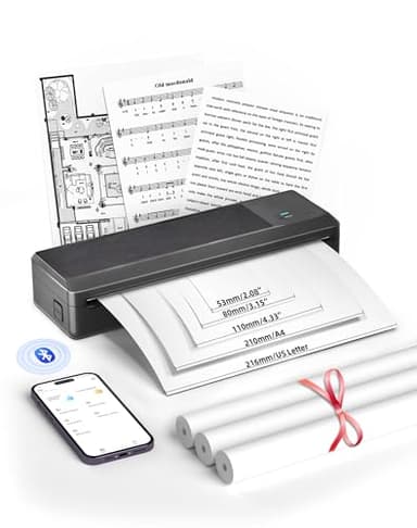 BORN4SHIP Imprimante Thermique A4, P83 Imprimante Portable sans Encre pour Le Voyage, Bluetooth Compatible avec Les Téléphones et Ordinateurs Portables Android et iOS
