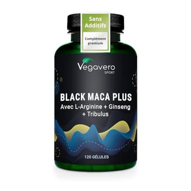 Vegavero Complexe Maca Noire 5000 mg | Avec Ginseng, L-Arginine, Tribulus, Zinc | Pre Workout | 120 Gélules | Vegan & Sans Additifs