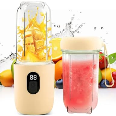BIZOI Mini Mixeur avec Écran LED, Mixeur Portable, Personal Fresh Juice Mixer, Blender Smoothie Portable, Mini Mixeur avec Écran LED pour Shakes, Fruits, Légumes, Cuisine, Bureau, Voyage