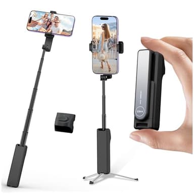 yAyusi Mini Trépied pour Perche à Selfie avec Télécommande, Trépied de Poche Portable pour iPhone, Petit Perche Selfie Téléphone Compact pour Voyage/Vlog/Enregistrement Vidéo/Diffusion Direct (Noir)