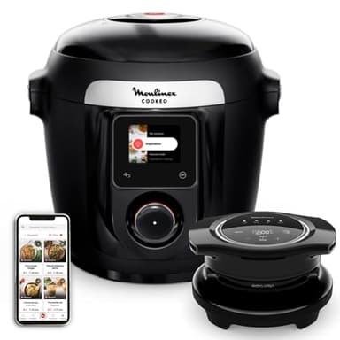 Moulinex Cookeo Wi-Fi avec Extra Crisp, Multicuiseur, 14modes de cuisson, Cuisson sous pression, Air fryer, Recettes faciles pas à pas, CE96X8F0, Noir