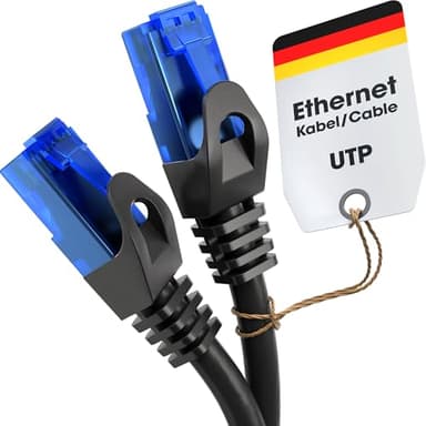 KabelDirekt – 30m – Câble Ethernet, Câble Réseau, RJ45/LAN, disponible en 0,25-30m (5Gbps, Vitesse de fibre optique pour les réseaux Gigabit, commutateur, routeur, modem, noir/bleu)