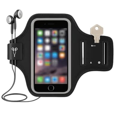 wilcractk Brassard de Sport avec Poche Écouteur Étanche avec Écran Tactile pour Téléphone Course À Pied Running Noir Universel Gym Jogging Fitness Hommes Femmes