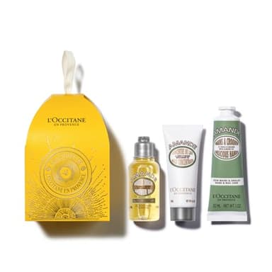L'OCCITANE - Coffret de Noël Maisonnette Amande - Huile de Douche, Concentré de Lait Corps et Crème Mains - Fabriqué en France