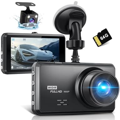 Miden S7 2.5K Dashcam Voiture Avant Arrière,Carte SD 64G,Camera Embarquée Voiture 1600P+1080P FHD,IPS 3.2" Camera Voiture Grand Angle de 336 °,G-Capteur,WDR,24H Mode Parking,Enregistrement en Boucle