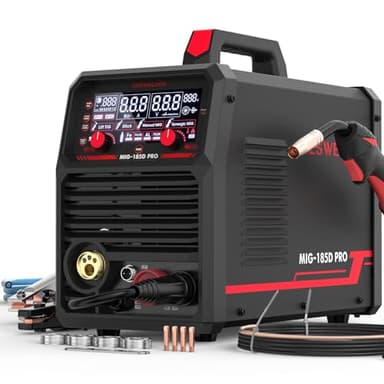 YESWELDER 185A Poste à Souder MIG MAG, Flux Core MIG/Gaz MIG/Spool Gun MIG/Lift TIG/Stick 6 en 1 Poste de Soudage Aluminium multi-processus 230V, LED Affichage Numérique Contrôle Synergique