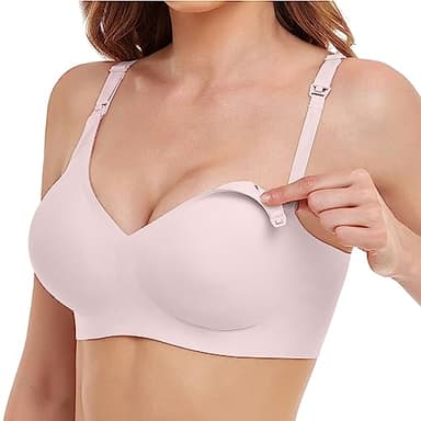 Vinfact Soutien-gorge d'allaitement lisse et soyeux sans armatures pour femme - Soutien-gorge de grossesse sans coutures avec extensions de soutien-gorge supplémentaires pour dormir et allaiter, Rose