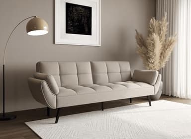 DecoInParis Canapé clic clac 3 Places en Tissu Beige Nara