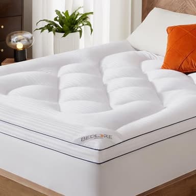 BEDLORE Surmatelas 160x200 cm Matelassé, sur-Matelas Doux et Respirant, Certifié Oeko-TEX, Mattress Topper pour Bonnet jusqu'à 40 cm avec Élasticité Tout Autour, Blanc