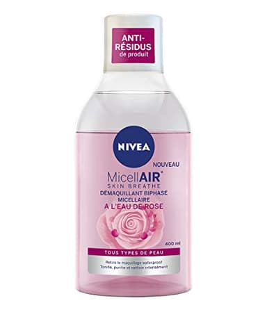 NIVEA - Eau Micellaire Biphase Rose Care - Efficacité Waterproof - Visage, Yeux, Lèvres - Nettoie, Tonifie & Purifie - Peau Fraîche & Hydratée - Eau De Rose Bio - Tous Types De Peaux - 400 ml