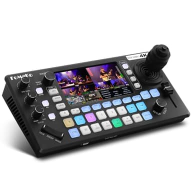 FoMaKo 4K HDMI Mélangeur Vidéo, Contrôleur PTZ 4D intégré, écran LCD 5,5", Connexion Audio XLR Professionnelle et Enregistrement USB/SD, entrée 4K 60 FPS, Sortie 1080p 60 FPS, KC800
