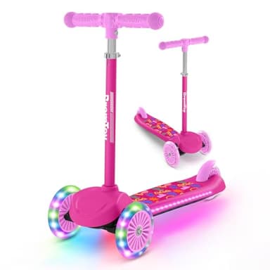BremToy Trottinette Enfant 3 Ans, Trottinette Enfant avec Plateau Lumineux et Roues LED PU, Hauteur Réglable sur 4 Niveaux, Freinage Réactif, Légère, pour Débutants de 3 à 8 Ans