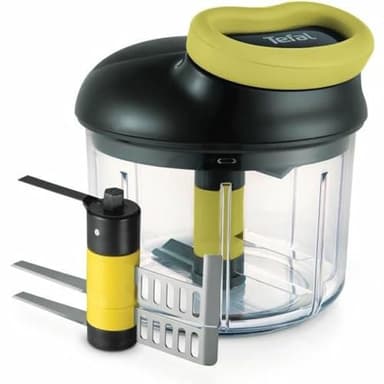 Tefal Hachoir manuel 5 secondes 900 ml Plus lames, Purée, Hacher, Découper, Mixer, Légumes et viandes, Noix, Oignons, Lames en acier inoxydable, Rapidité et facilité K1321324