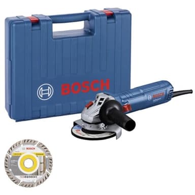 Bosch Professional meuleuse angulaire filaire GWS 12-125 (Ø disque : 125 mm, 1200 W, prot. antiredémarrage, 1 disque tronçonner diamanté, poignée auxiliaire, capot protection, écrou serrage, coffret)