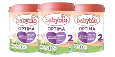Babybio - Lait Infantile - Optima 2ème Âge avec Fibres - 800g - dès 6 Mois - BIO - Fabriqué en France - Sans Huile de Palme - Lot de 3