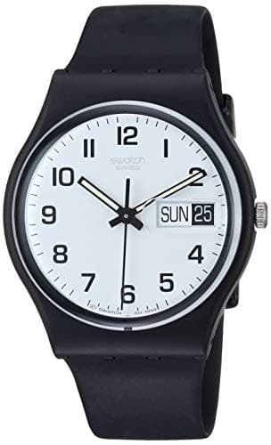 Swatch - GB743 - Classic - Montre Homme - Quartz Analogique - Cadran Blanc - Bracelet Plastique Noir