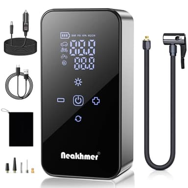 Gonfleur Pneus Voiture Compresseur Air: 150 PSI Mini Compresseur à Air Portatif Avec Batterie de 6000 mAh - Pompe a Velo Electrique 12 V avec Manomètre de Pression des Pneus Pour Voiture, Moto et Pneu