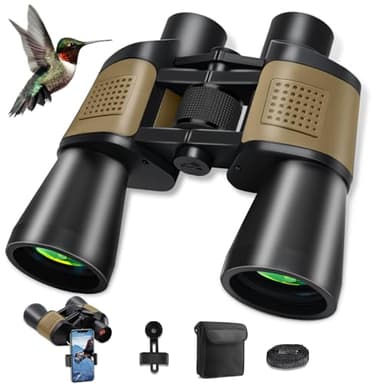 Jumelles 20x50 pour Adultes, Jumelles étanches HD avec Prisme BAK4 et Objectif FMC, Portables Télescope pour l'observation des Oiseaux, Football, Concerts, avec Adaptateur pour Smartphone