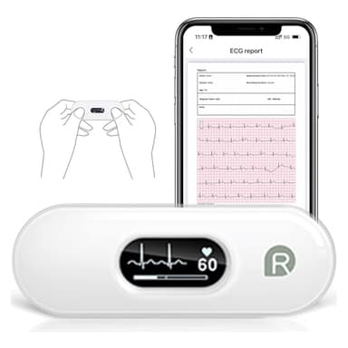 CheckMe DuoEK-S Moniteur ECG Portable, ECG Mètre sans fil Bluetooth avec Rapport d'analyse, écran OLED 0,96 pouce, 30s - 5 mins, Moniteur de Fréquence Cardiaque, APP pour iOS/Android