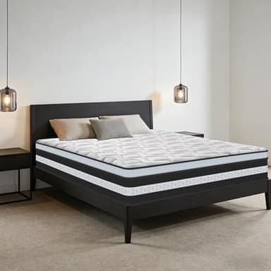 Matelas 160x200 cm, Épaisseur ±28 cm, Hybride de Ressorts Ensachés et Mousse à Mémoire de Forme, Certifié Oeko-Tex, Matelas 2 Personnes, H3 Mi-Ferme, 10 Zones Ergonomique, Hypoallergénique, Durable