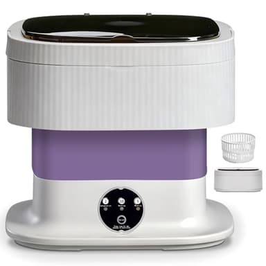 Koeutoze Mini Machine à Laver 10L avec Panier d’Essorage Amovible, Pliable et Compacte - 3 Modes Tactiles, Sans Raccordement d’Eau, Machine à Laver Camping, Appartement, Voyage, Dortoir