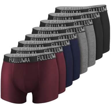 Fullluwaa Boxer Homme Calecon Homme Lot de 8 Confortable et Doux Caleçon Coton Ceinture Élastique
