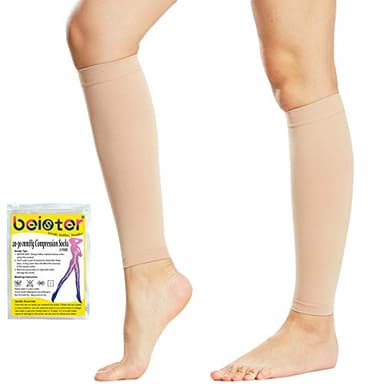 beister Bas De Compression Mollets Homme & Femme, 20-30mmhg Bas De Contention Sans Pied Medical Classe 2 Soutien Graduel, Manchon de Compression Mollet, Indiqué pour Les varices, l'œdème, Le vol
