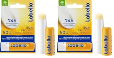LABELLO Sun ProtectProtection Solaire FPS 50 (1 x 5,5 ml), stick lèvres protection UVA/UVB & hydratation 24 h, baume à lèvres au beurre de karité et huiles naturelles enrichies en vitamines C & E
