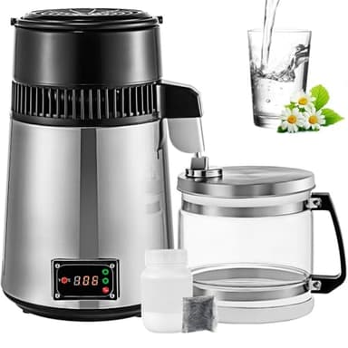 Furvveerr 4L Machine à Eau Distillée 750 W Pure Water Distiller Température Réglable Distillateur d'eau Purificateur d'eau Filtre Médical Ménage Dentisterie Distillateur 220V