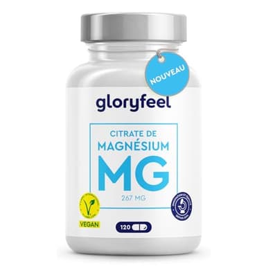 Citrate de magnésium en capsules - Élémentaire et à haute dose - 120 capsules de dicitrate de tri-magnésium hautement biodisponible - Végétalien, testé en laboratoire et sans additifs