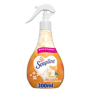 SOUPLINE - Spray Brume de Linge Parfum Vanille - Brume Parfumée pour Linge de Maison et Vêtements - Complément Idéal à Votre Lessive et à Votre Adoucissant Linge - Le flacon de 300 ml