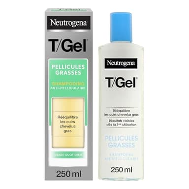 Neutrogena – Shampooing Antipelliculaire T/Gel Pellicules Grasses (flacon de 250 ml) – Shampooing rééquilibrant pour les cuirs chevelus gras – Shampoing avec résultats visibles dès la 1ère utilisation