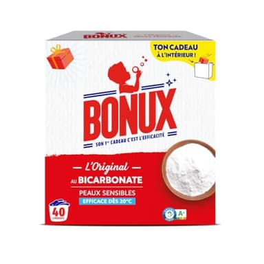 Bonux - Lessive en Poudre l'Original - Détachant textile - Adapté aux Peaux Sensibles - Nettoie en Profondeur - Pour Linge Blanc et Couleur - 2Kg et 40 Lavages