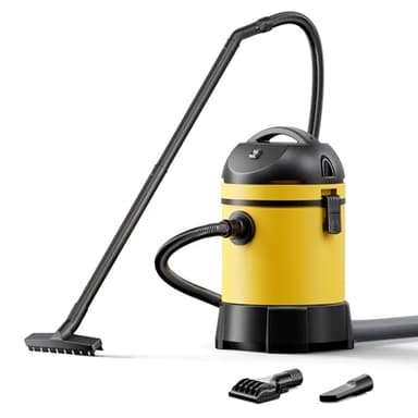 Wiltec Aspirateur Eau et poussière de Bassin - 360 x 360 x 580 mm - 1400 W - Aspiration Piscine Étang Algues - Fonctionnement Humide et Sec avec Vidange Automatique