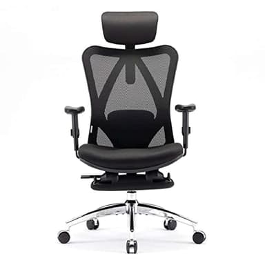 SIHOO Chaise de Bureau Fauteuil Ergonomique avec Repose-Pieds réglable en Hauteur et Appui-tête Siège en Maille avec Inclinaison du Dossier et Support Lombaire,Noir