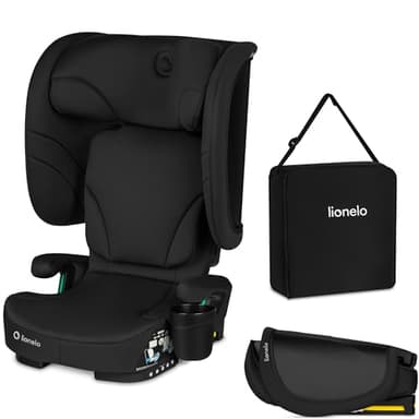 Lionelo Orin i-Size Siège-auto Pliable 100–150 cm, siege auto enfant compact pour 3,5–12 ans, Siège Auto de Voyage avec appui-tête 14 positions, installation ISOFIX ou ceinture