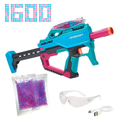 Nerf Pro Gelfire X MrBeast Blaster, 1600 Gelfire Rounds, 300 Round Hopper, Batterie Rechargeable, Lunettes