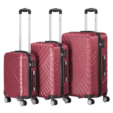 Zelsius Set de valises à 3 pièces Rouge| Valises rigides ABS à roulettes Doubles, avec Cadenas à Combinaison de Chiffres, cloison Interne | Bagage de Cabine, Set de Valise, Lot de 3, Trolley