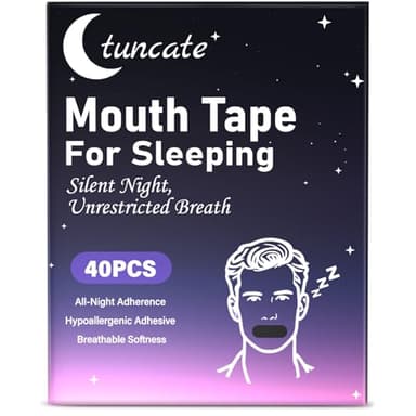 tuncate Mouth Tape for Sleeping-Adieu Aux Ronflements et à La Bouche Sèche avec 40 Pièces de Mouth Tape en Nanomatériaux de Qualité - Une Utilisation Facile et un Sommeil Confortable, Noir(1Pcs)