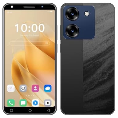 MsMga 4G Mobile Bon Marché, Affichage IPS de 5,0 Pouces, 16 Go ROM (SD à 128 Go), Android OS, Dual SIM Dual Caméras, Face ID Déverrouillage de Téléphones Cellulaires (Black)