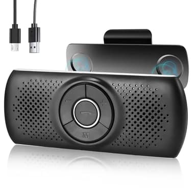 LEKEFETO Kit mains libres pour voiture, kit mains libres avec clip, assistant Siri, Bluetooth 5.0, fente pour carte TF, microphone intégré, haut-parleur, pour musique, GPS, téléphone