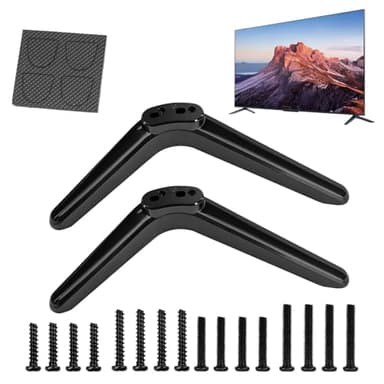 Yuemeuy Pieds TV | Pieds pour Téléviseurs Renforcés - 2 Pièces Support TV Noir Mat Universels pour Chambre, Appartement, Salon, Bureau