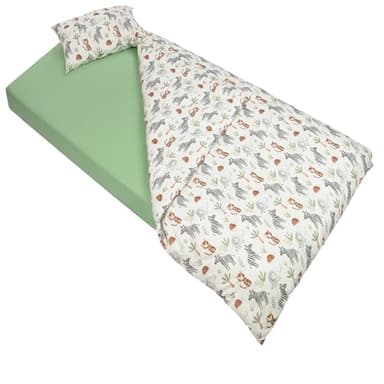 Lovely Hippo Drap Housse 80x160 + Housse de Couette 120x170cm + Taie Oreiller Enfant 40x60 cm - Parure pour Lit Cabane 80x160 cm (Savane, Lit 80x160cm - Parure 3 pièces)