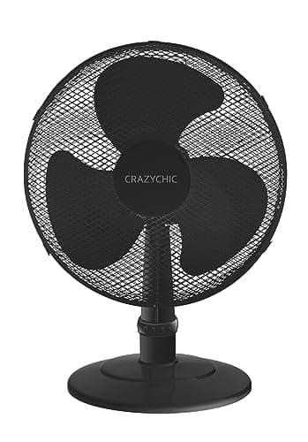 CRAZYCHIC - Ventilateur de Tabe Pied Silencieux - Puissant 55W - Diamètre 40 CM - 3 Vitesses - Ventilateur Electrique Oscillation Automatique - Tête Inclinable - Noir