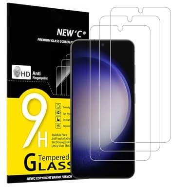 NEW'C Lot de 3, Verre Trempé pour Samsung Galaxy S23, Film Protection écran efficace contre les Rayures - Ultra Résistant (0,26mm HD Ultra Transparent) Dureté 9H Glass