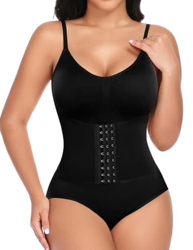 Niwicee Body Gainant Femme Ventre Plat Combinaison Gainante Sculptante Gaine Amincissante Bodysuit Shaper avec Soutien-Gorge Minceur Shapewear Invisible Corset Body Shaper (Noir,L)